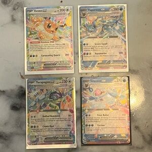 Prismatic Evolutions Rare Pokemon Card EX Set - Eevee EX, Vaporean EX & More